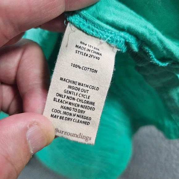 Soft Surroundings Tunic Top‎ Blouse Women Medium Split Neck 3/4 Sleeve Green - Picture 5 of 9